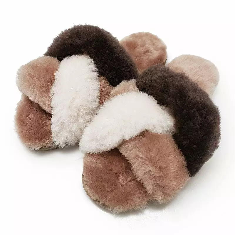Koalabi Calico Sheepskin Flufffy Slide - Image 2