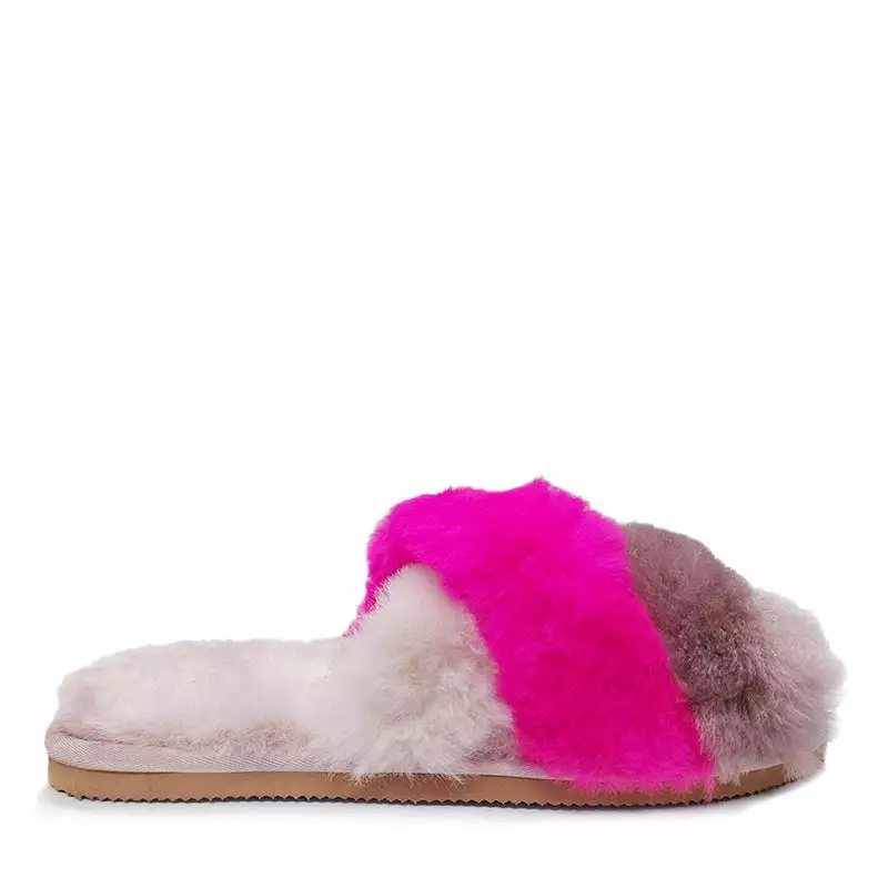 Koalabi Calico Sheepskin Flufffy Slide - Image 3