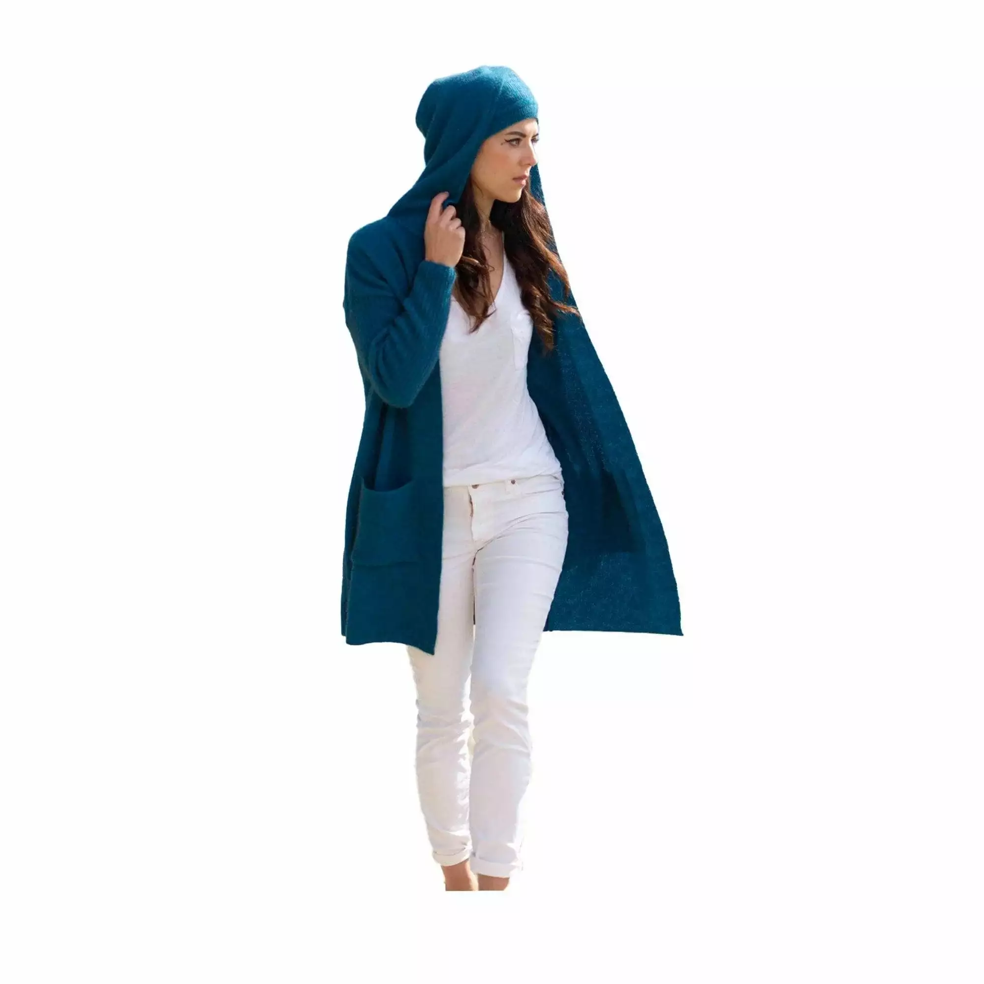 Koru Premium Possum And Merino Wool- Hooded Longline Cardigan - Image 13