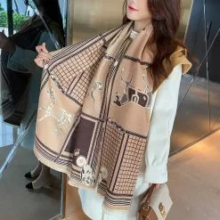 DK Sheepskin Women's Printed Elegant Scarf